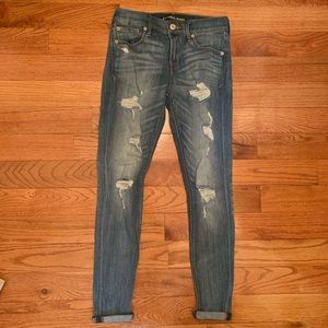 Express distressed mid rise legging jeans size 2